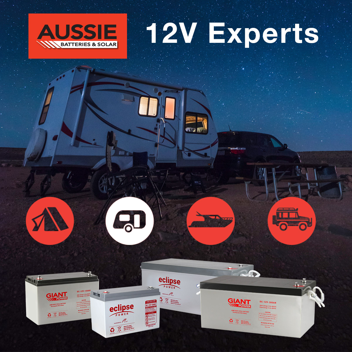 Camping Batteries & 12 Volt Power Camping Battery & 12V Battery